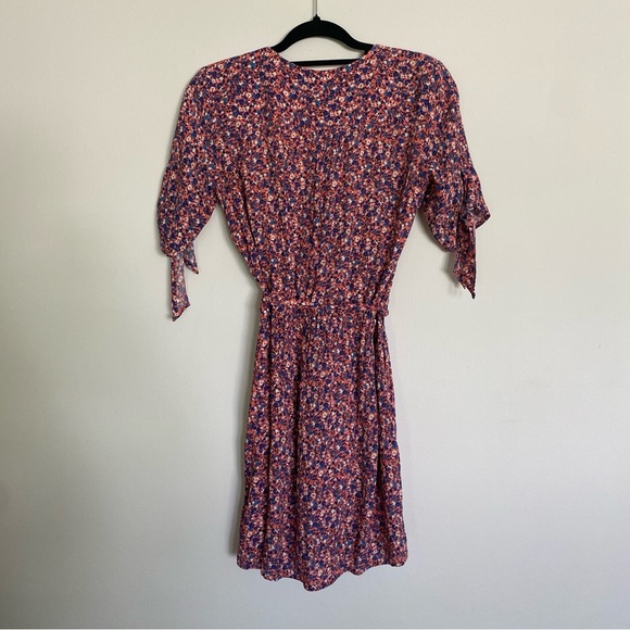 Gap Pink Floral Tie-Sleeve Wrap Dress - Picture 4 of 8